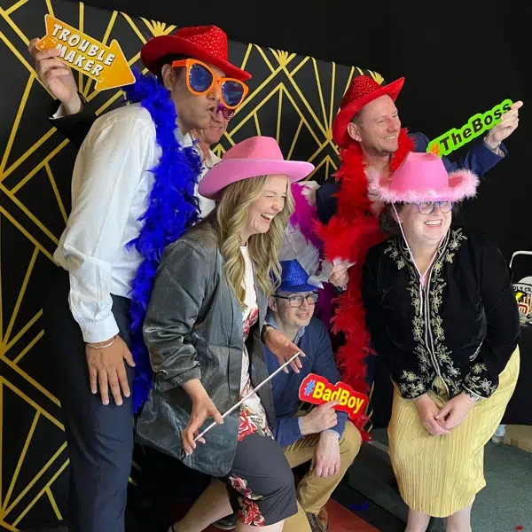 Gatsby themed photo booth with stylish accessories