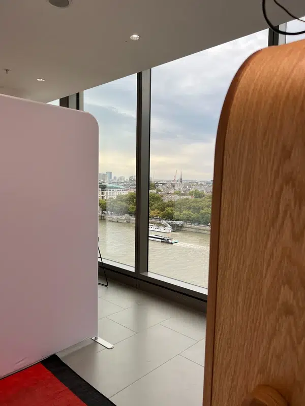 Corporate photo booth setup overlooking the River Thames in London